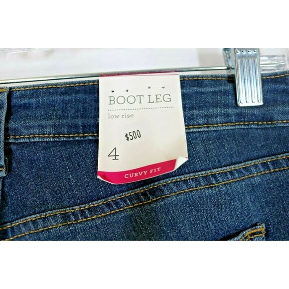 NWT Style & Co Dark Wash Blue Denim Curvy-Fit Boot Cut Jeans Women's Size 4 - Picture 5 of 8